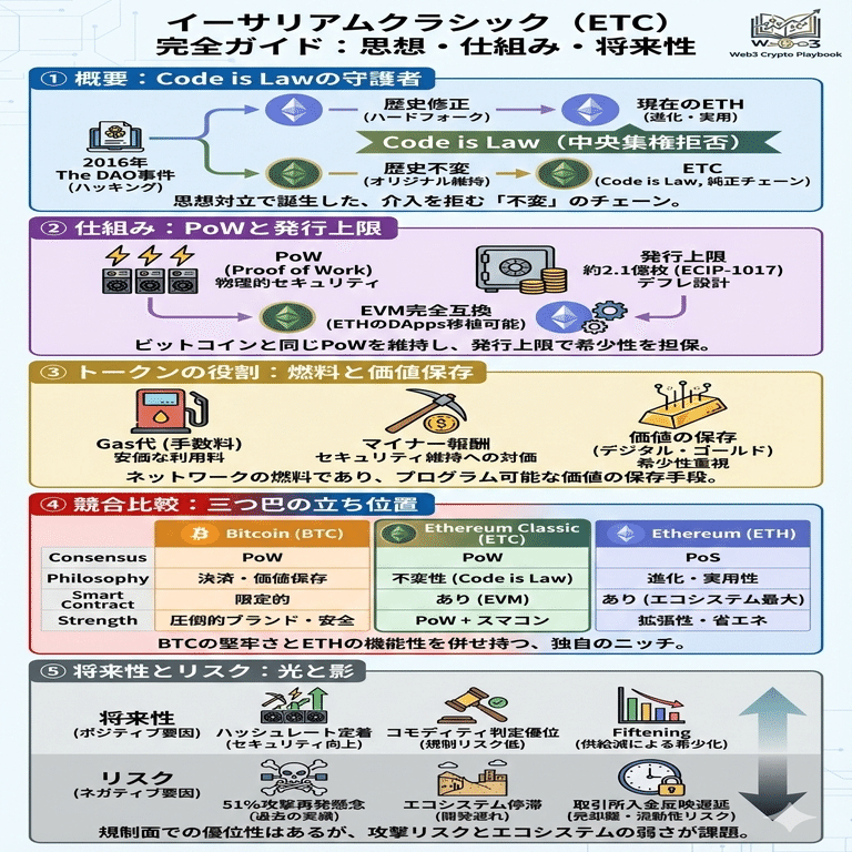 イーサリアムクラシック(ETC)とは？将来性や仕組み・売却できない理由を解説｜Web3 Crypto Playbook
