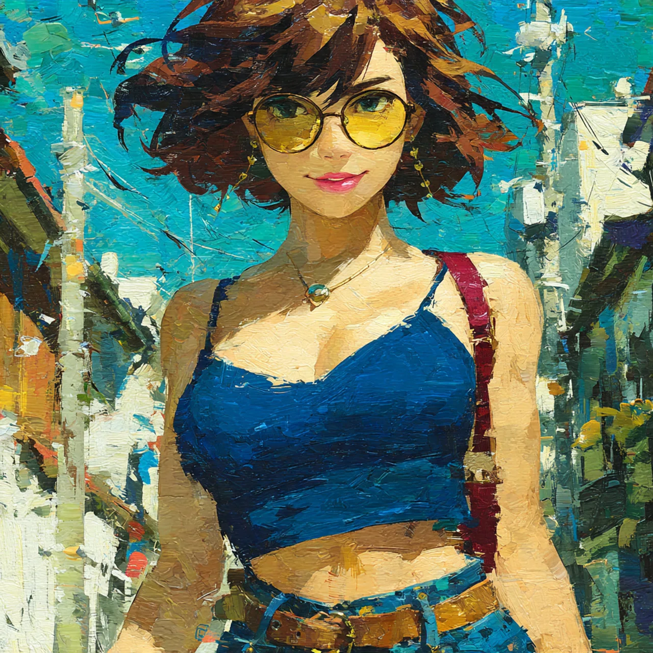 AI画像 de イラスト（タンクトップ女子）｜茜町春彦