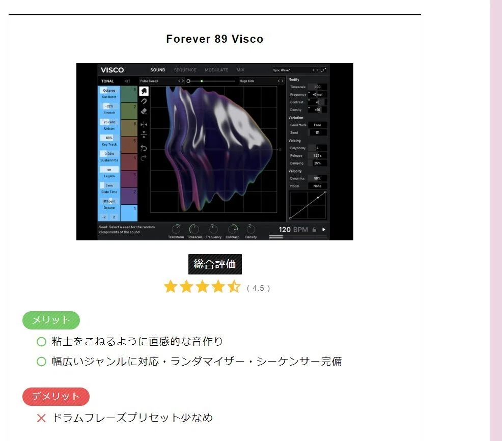 Forever89 Viscoのレビューを書きました｜櫻井徳右衛門 | DTMer