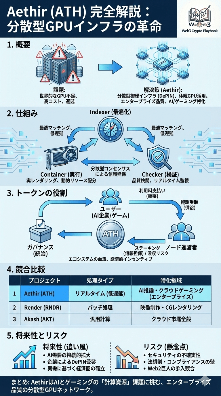 暗号資産Aethir(ATH)とは？分散型GPUインフラの将来性や仕組みを解説｜Web3 Crypto Playbook