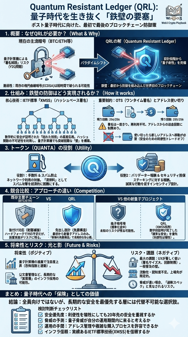暗号資産Quantum Resistant Ledger(QRL)とは？将来性や仕組み・課題点を解説｜Web3 Crypto Playbook