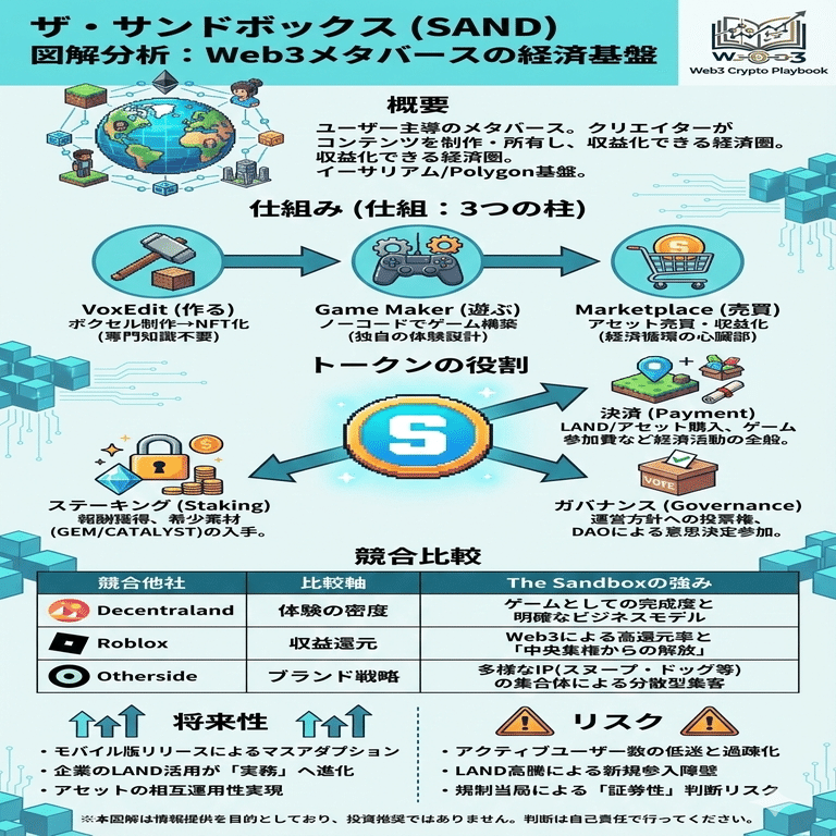ザ・サンドボックス(SAND)とは？将来性や仕組み、課題を徹底解説｜Web3 Crypto Playbook