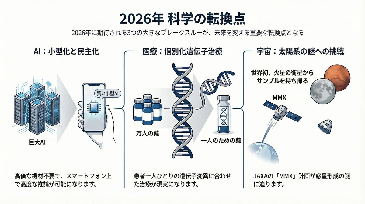 Note遺伝子工学(2026年) 2026年の科学が予告する未来──AI、遺伝子治療、宇宙探査の新時代へ