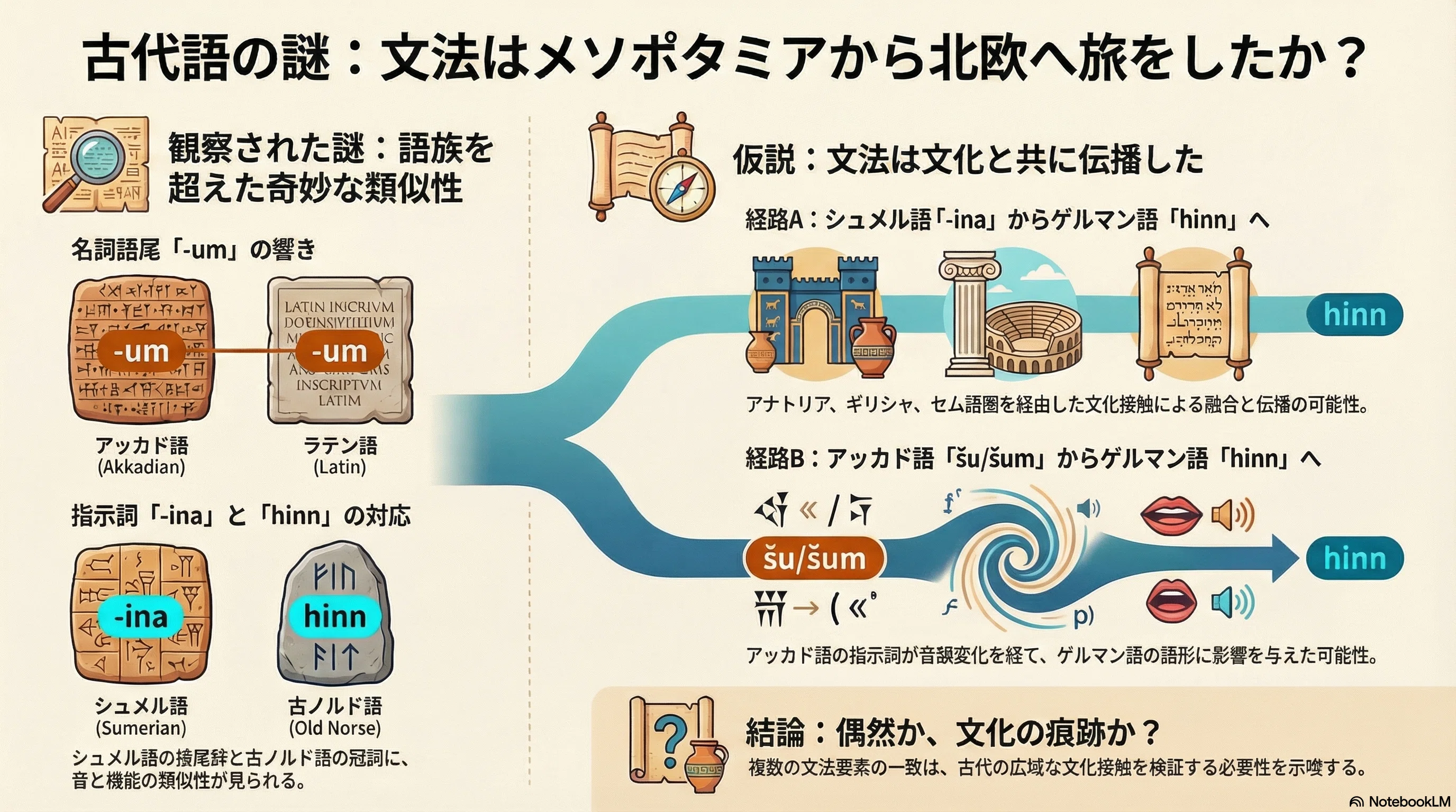2/4?)古代言語の接尾辞体系と文化伝播に関する言語学的分析 