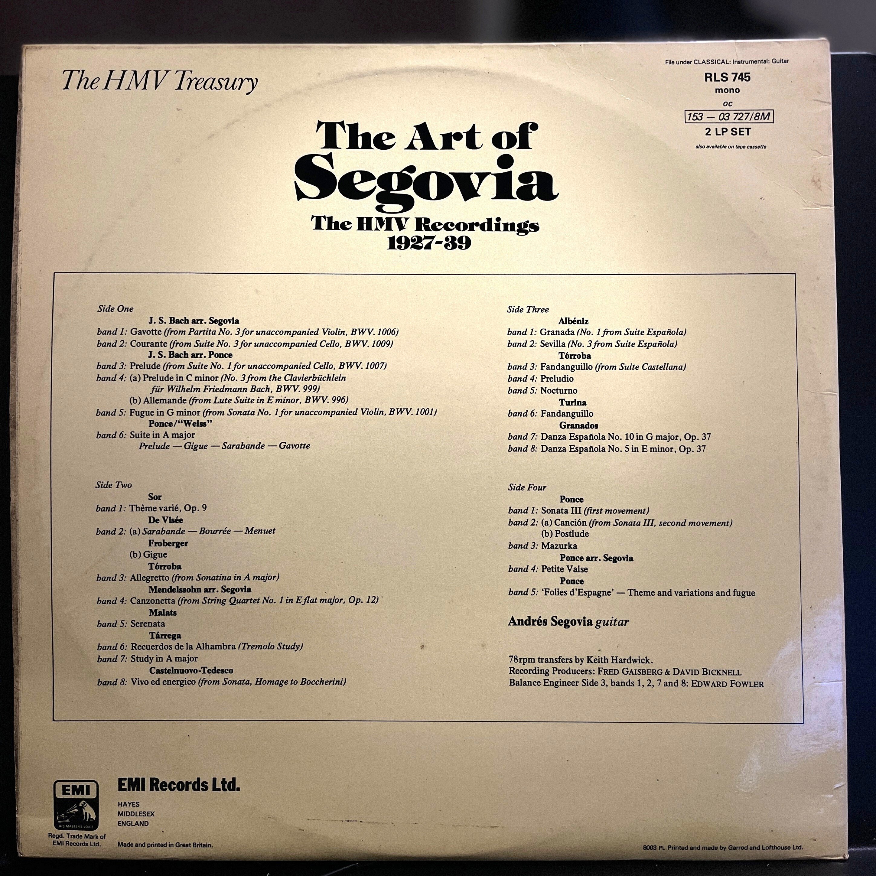 アンドレス・セゴビア ディスコグラフィー①（AS1，AS2）1927年〜1939