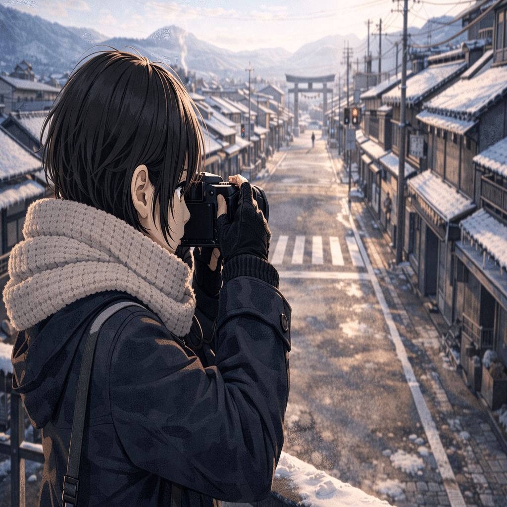 時間がゆっくりになる町で −いろは、今日も絵になる冒険を。− （AI