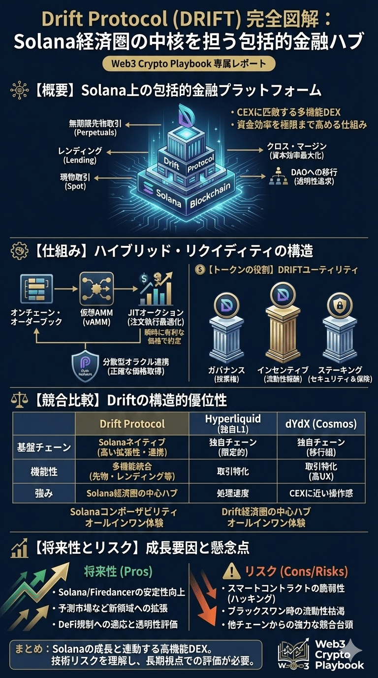 暗号資産Drift Protocol(DRIFT)とは？仕組みや将来性・リスクを解説｜Web3 Crypto Playbook