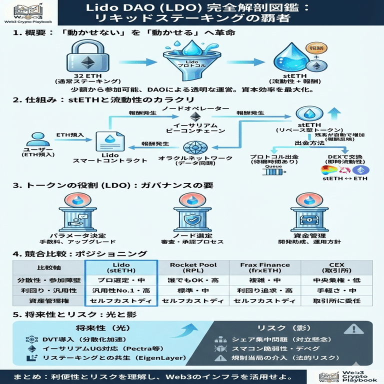 暗号資産Lido DAO(LDO)とは？ステーキングの仕組みやリスク・将来性を解説｜Web3 Crypto Playbook