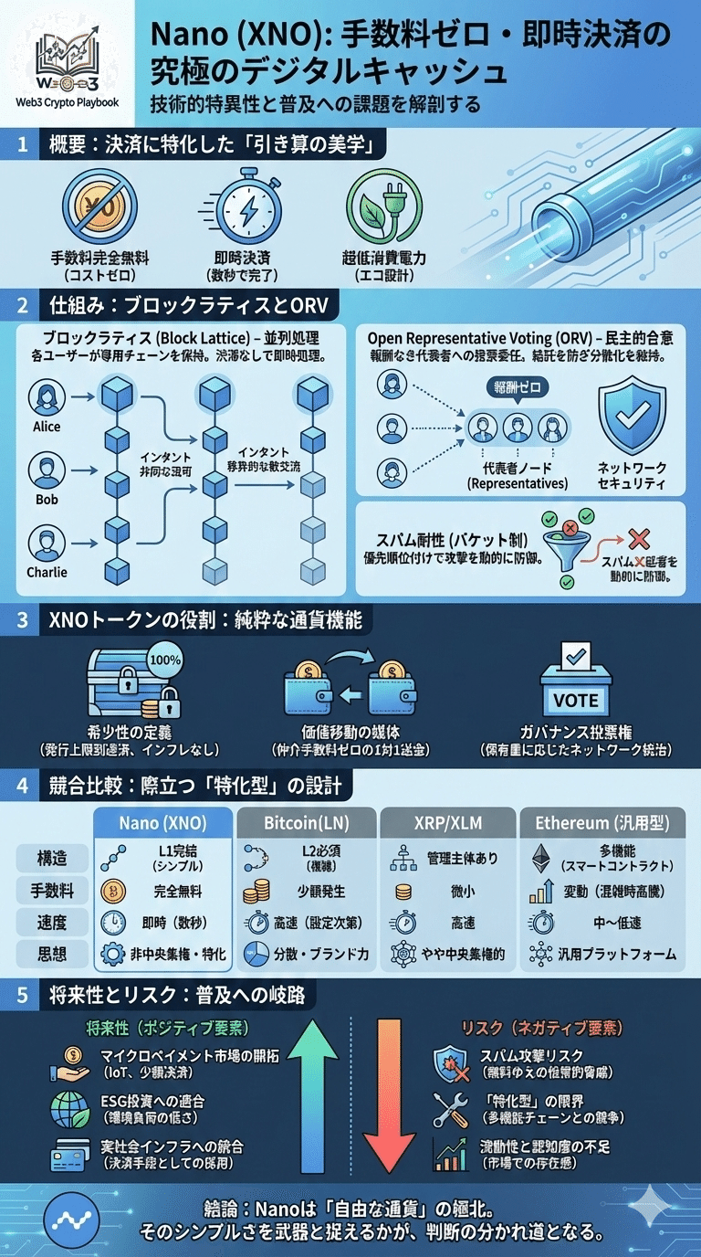 暗号資産Nano/ナノ(XNO)とは？将来性や仕組み・課題点・買い方を解説｜Web3 Crypto Playbook
