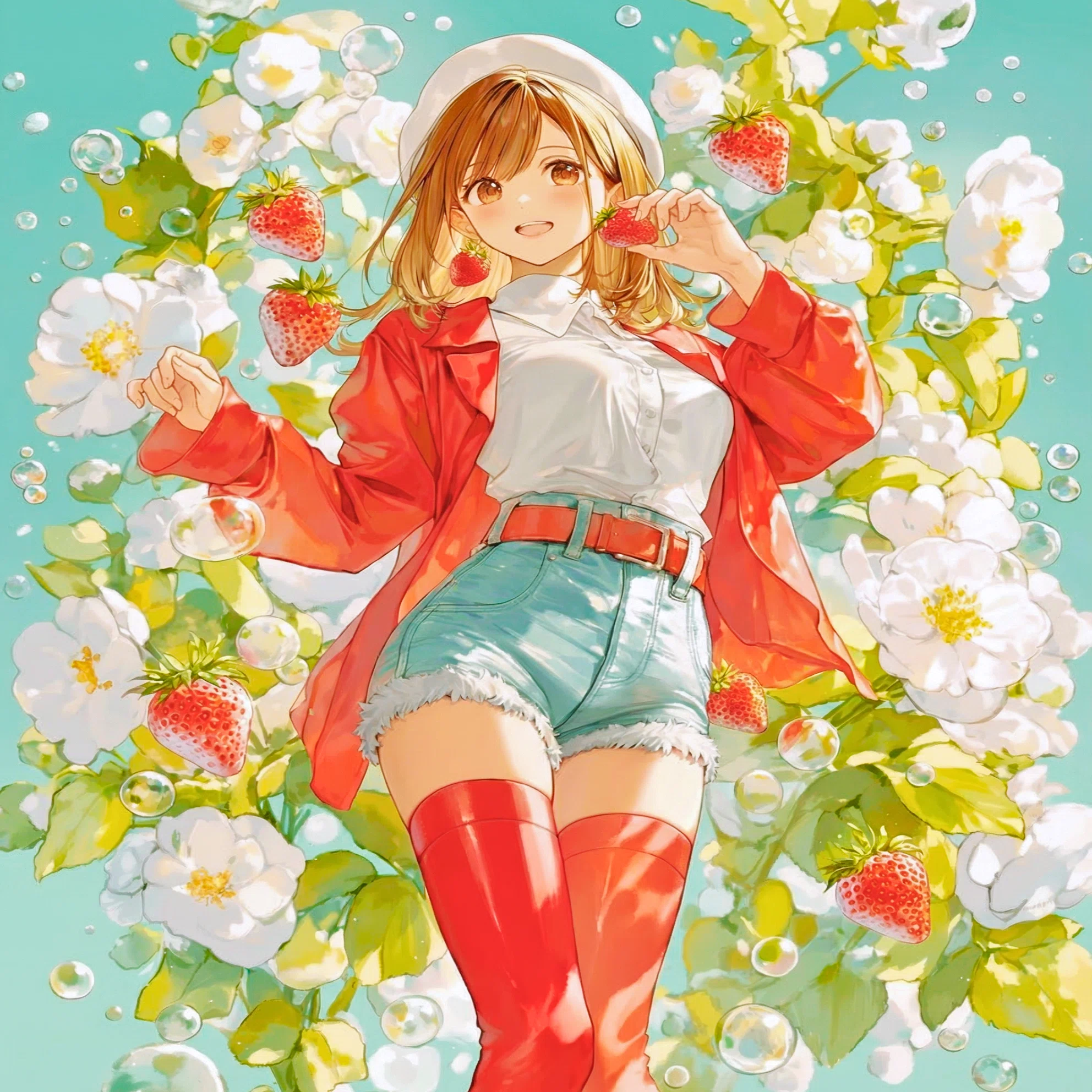 いちご狩りは、恋愛ほど甘くない？︰いちごの日と仕事始め【画像生成AI