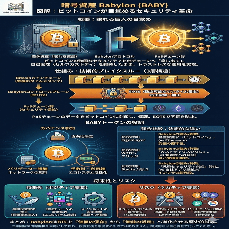 Babylon/バビロン(BABY)とは？将来性は？BTCをステーキングする革新的仕組みを徹底解説｜Web3 Crypto Playbook