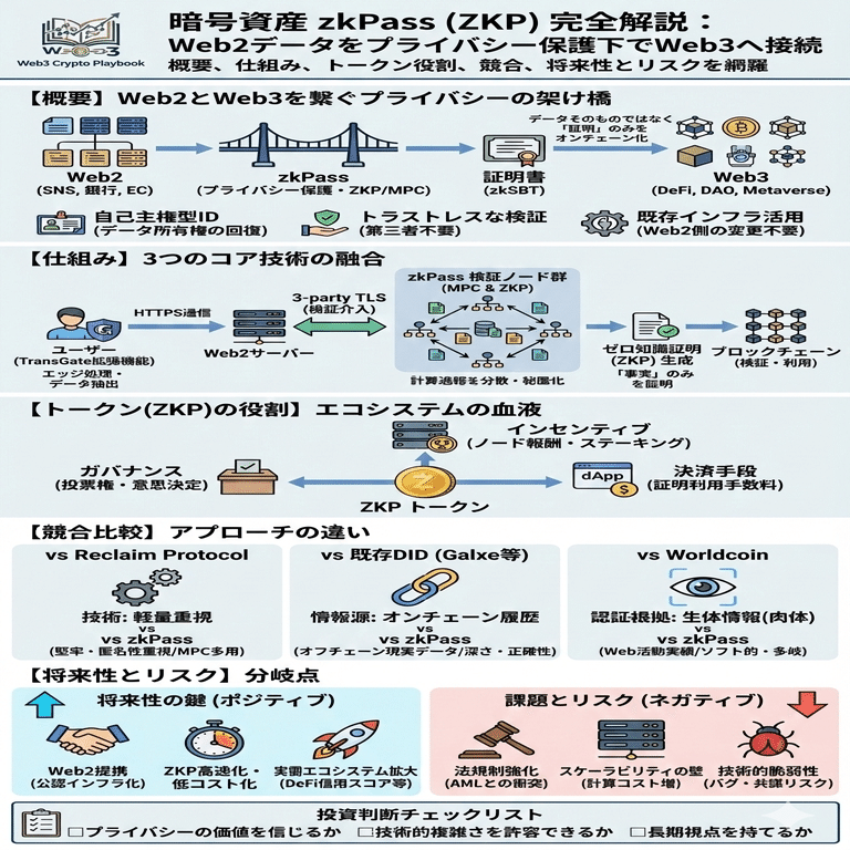 暗号資産zkPass(ZKP)とは？将来性は？プライバシーを守りデータを証明する次世代技術の正体｜Web3 Crypto Playbook