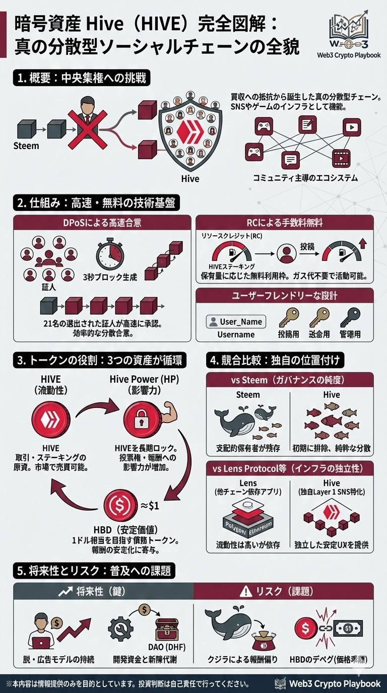 暗号資産Hive(HIVE)とは？分散型SNSの先駆者が示すWeb3の未来と判断基準｜Web3 Crypto Playbook