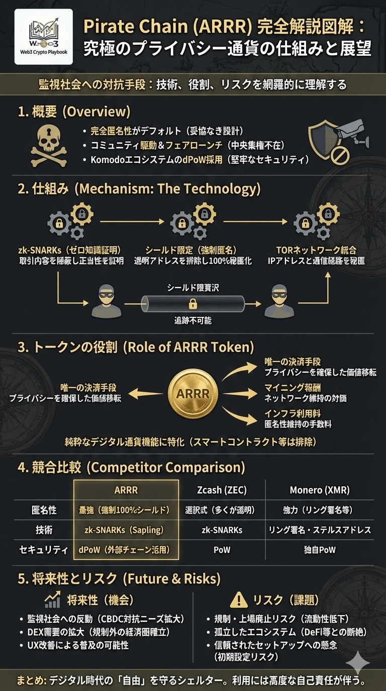 Pirate Chain/パイレートチェーン(ARRR)とは？将来性は？究極のプライバシーを追求する仕組みと課題点を解説｜Web3 Crypto  Playbook