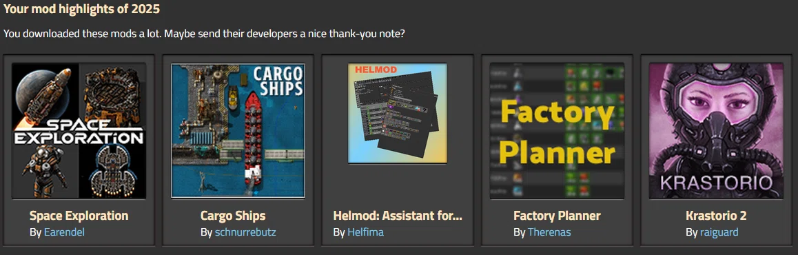 Factorio のMODポータルの2025年版の総括が公開中｜YAMATO_Hajime