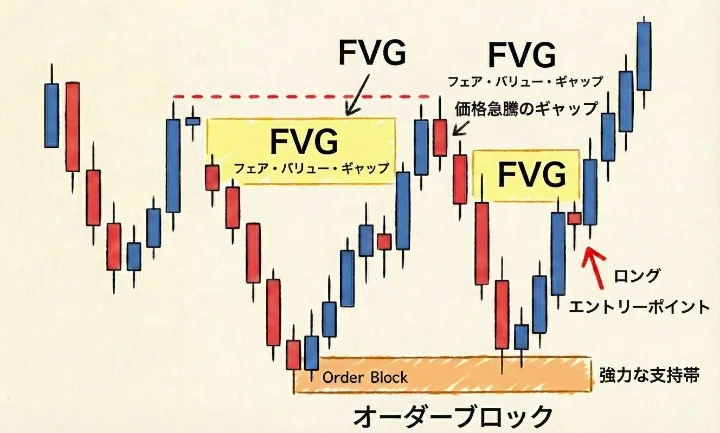 FVG（フェアバリュー・ギャップ）の概念図