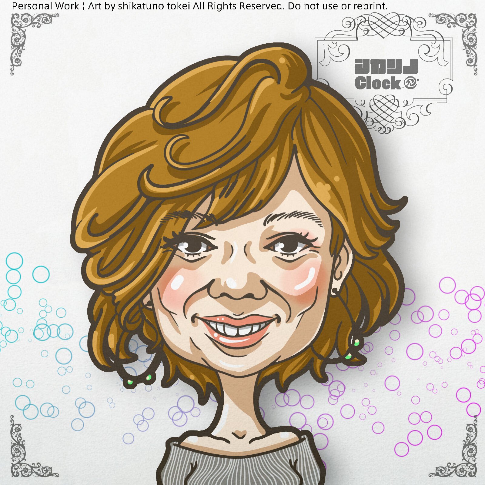 似顔絵イラスト 【作例1】｜鹿角時計
