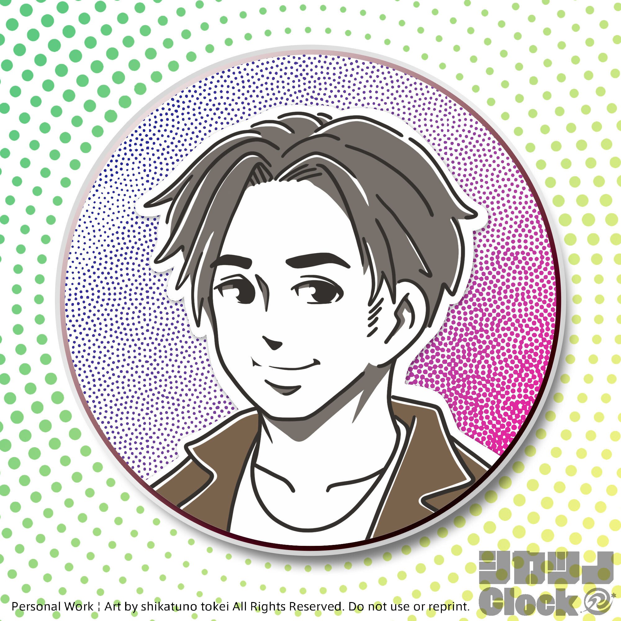 似顔絵イラスト 【作例1】｜鹿角時計