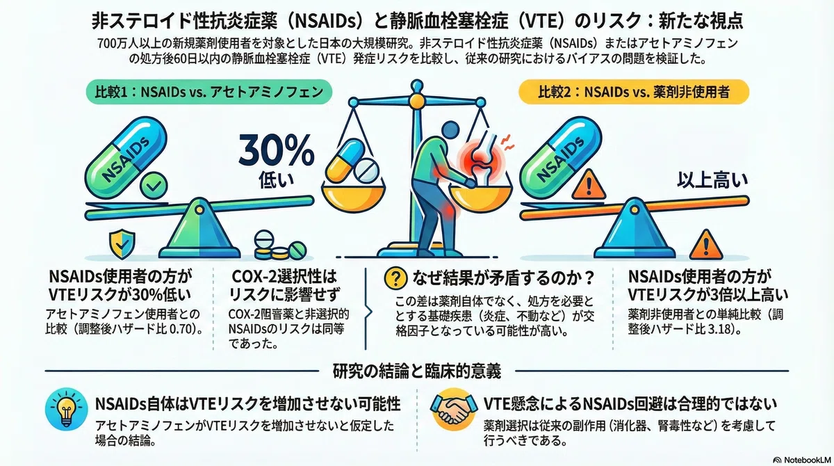 非ステロイド性抗炎症薬（NSAID） は静脈血栓塞栓症リスクを増加させてない versus アセトアミノフェン：アクティブ・コンパレーター新規 ...