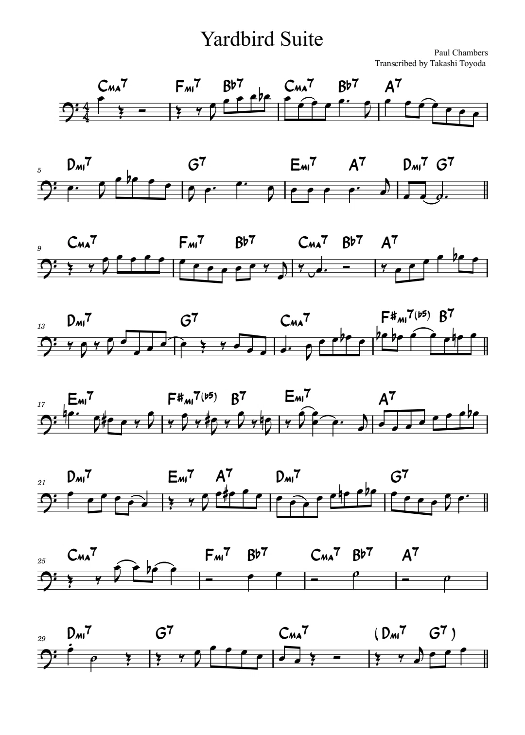 Paul chambers / Yardbird Suite (bass solo transcription