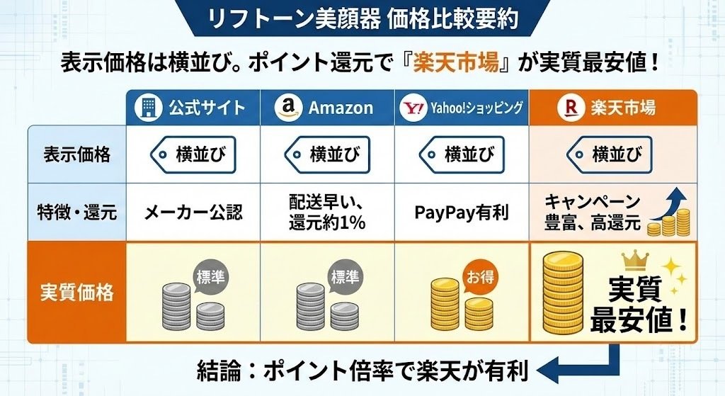 リフトーン美顔器の最安値はここ！安く買う方法は？Amazon・楽天・公式