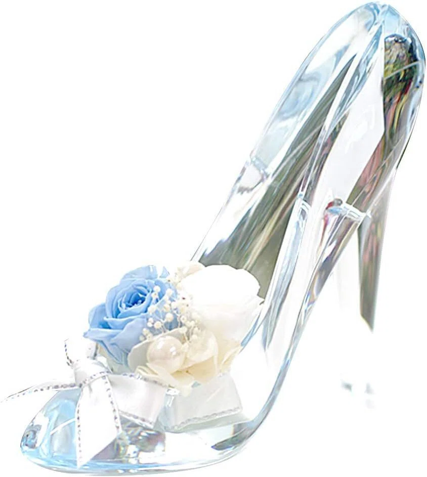 IPFA プリザーブドフラワー アクリル ハイヒール (サムシングブルー) プレゼント 誕生日 結婚祝い 結婚記念日 プロポーズ ギフト バラ 花 フラワー ガラスの靴 シンデレラ 記念日 成人祝い 商品写真画像