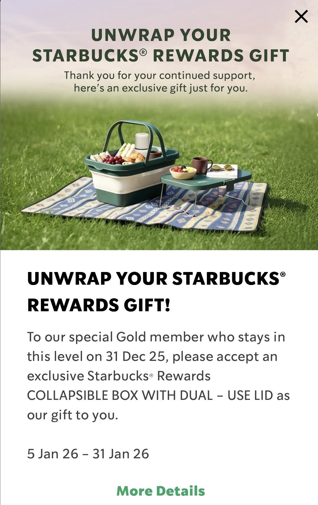 2026年スタバゴールドメンバー特典が神！ピクニックセットでついに