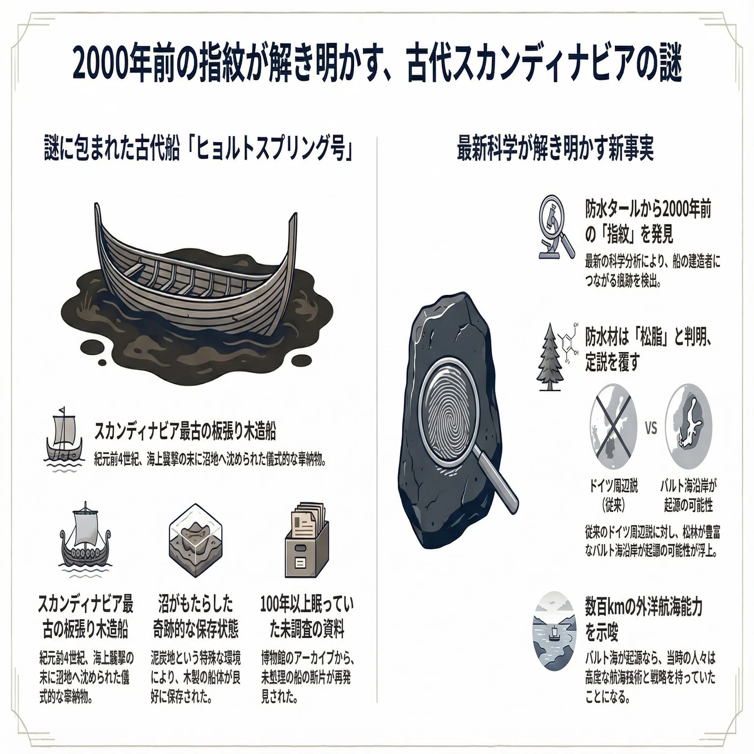 2000年前の指紋が解き明かす、スカンディナビア最古の木造船の謎｜最新 