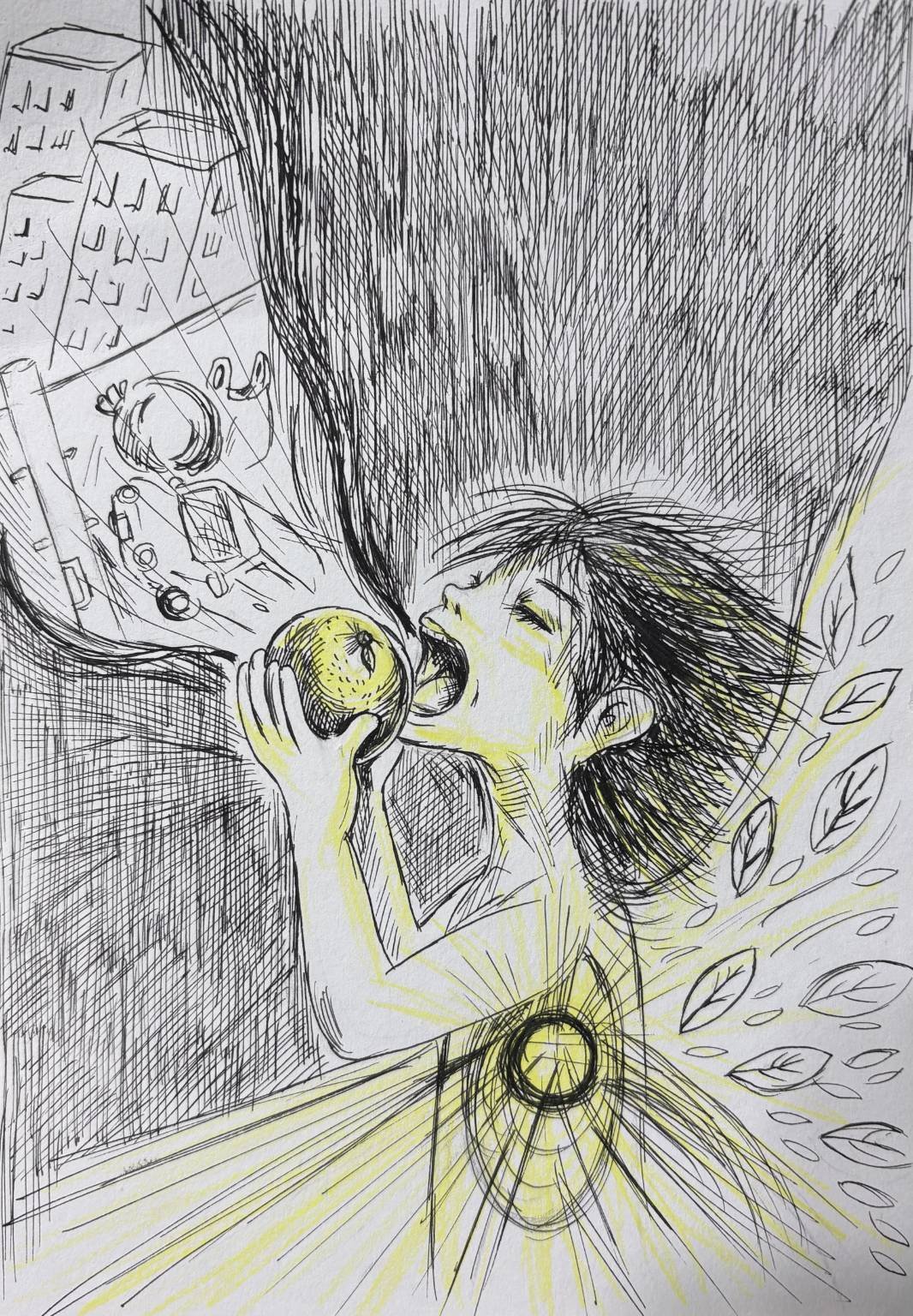 絵：空想ミュージカル散歩（ガラスペン練習中）｜三毛猫かずら