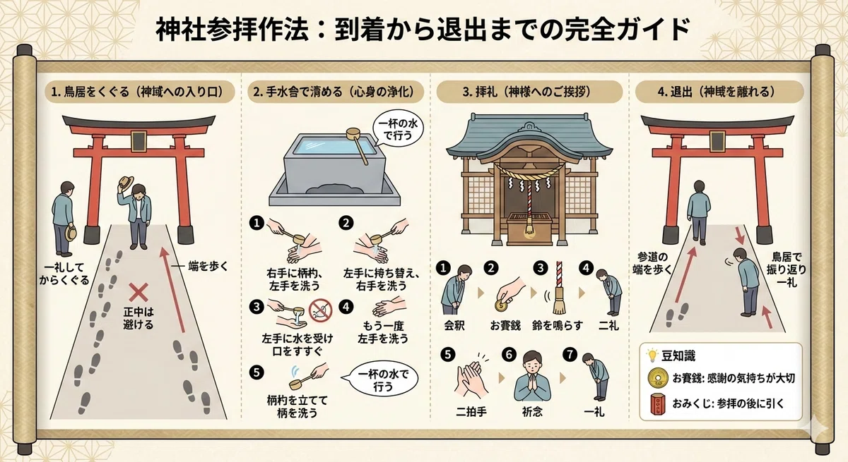 ⛩️ 神社の参拝作法：完全ガイド｜がるる