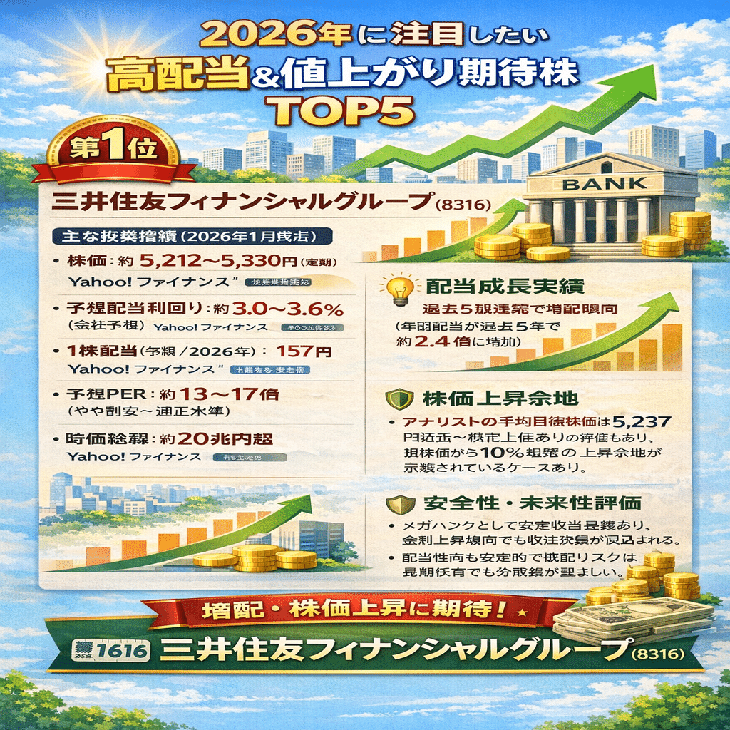 📊 2026年に注目したい高配当＆値上がり期待株 TOP5｜年収400万円サラリーマン