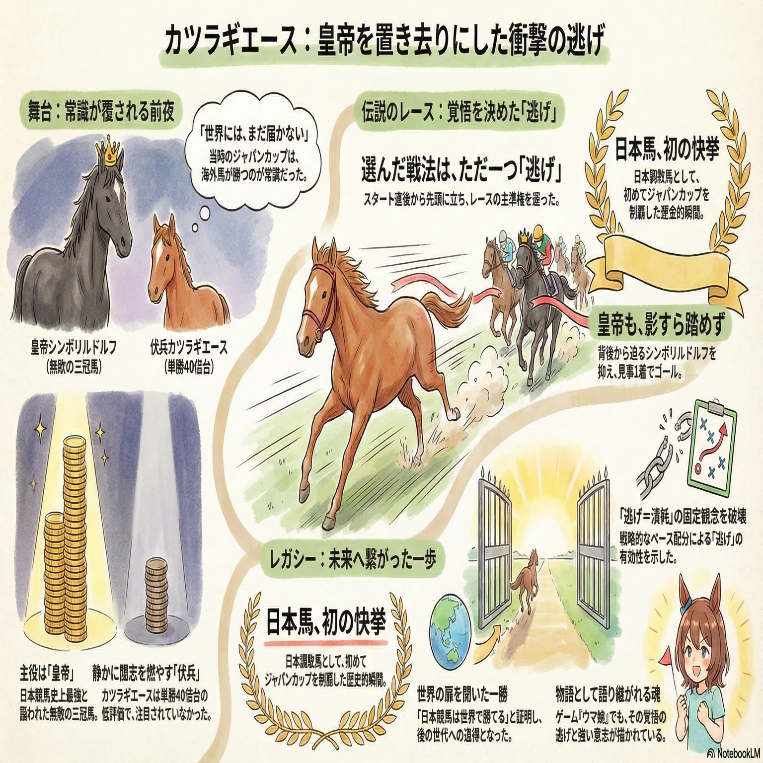 カツラギエース — 皇帝も、奇跡も、置き去りに。影すら踏ませぬ、JC