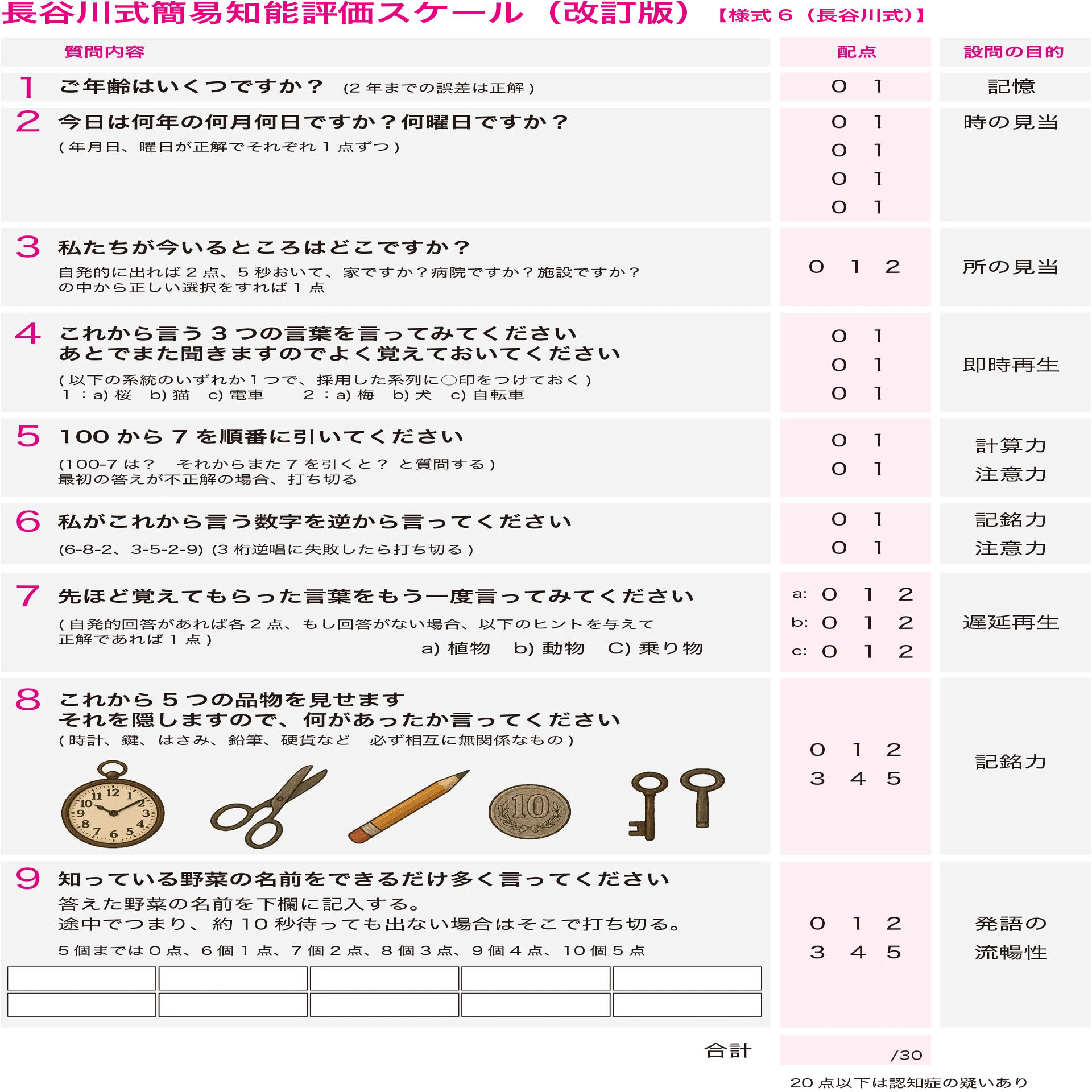 長谷川 式 認知 症 スケール