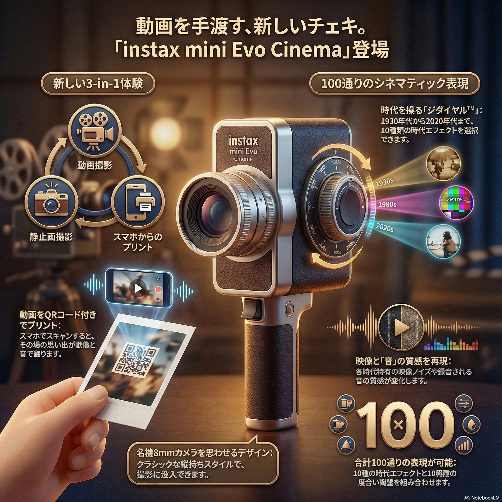 動画を撮って手渡せる、新しいチェキのカタチ。「instax mini Evo
