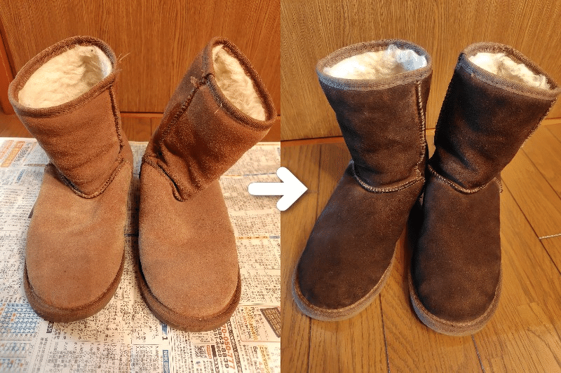 リアルムートンのブーツを洗って色変えしてみた｜釘根