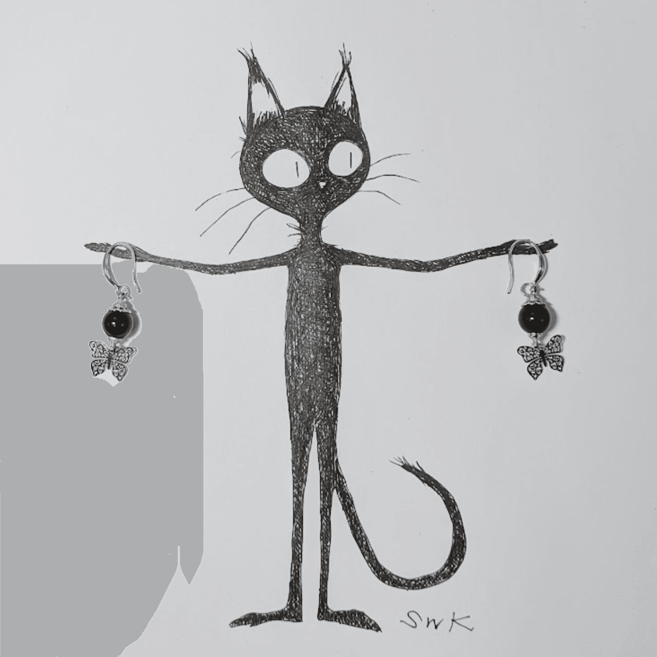 蝶々のピアスとボールペン｜そわか/Sowaka