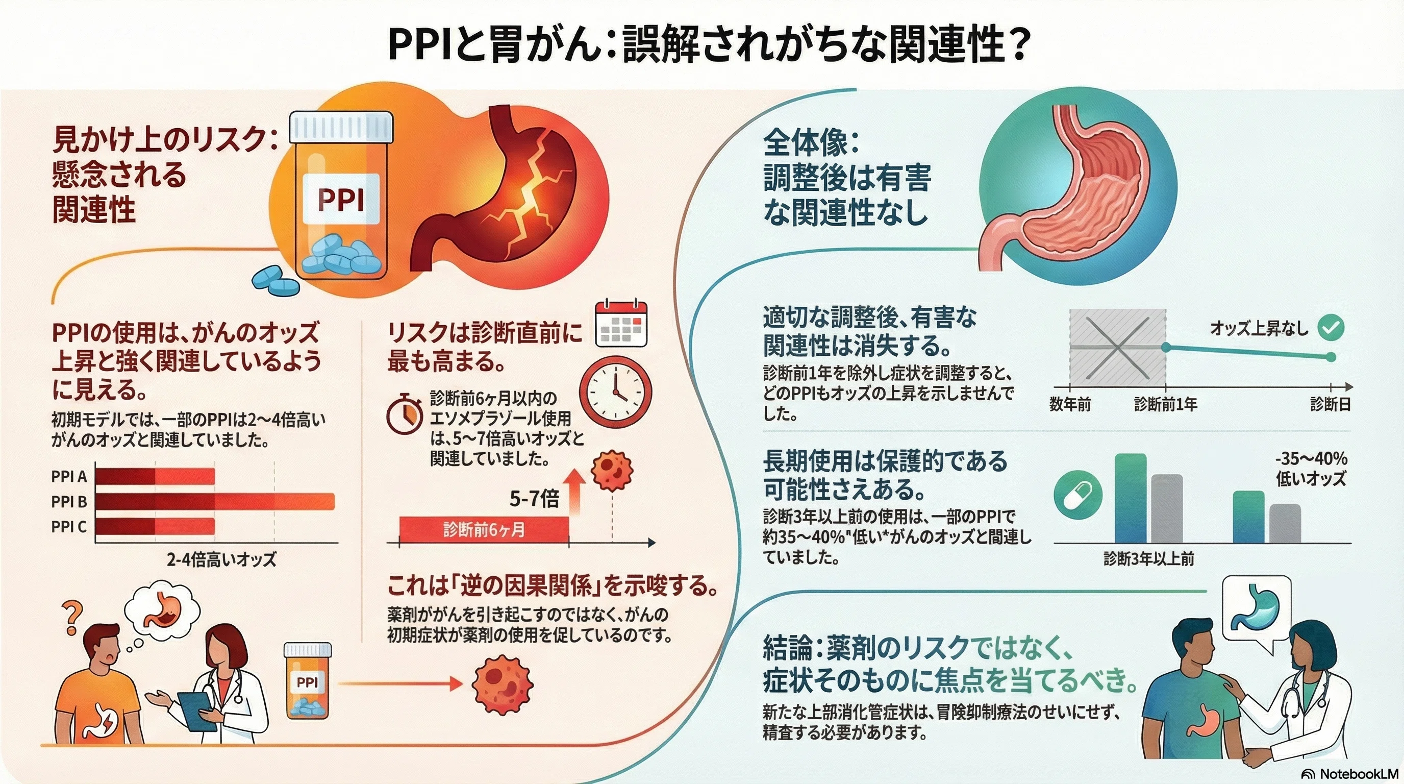 PPIの長期利用によるリスク増加は認められず、むしろ3年以上の長期服用