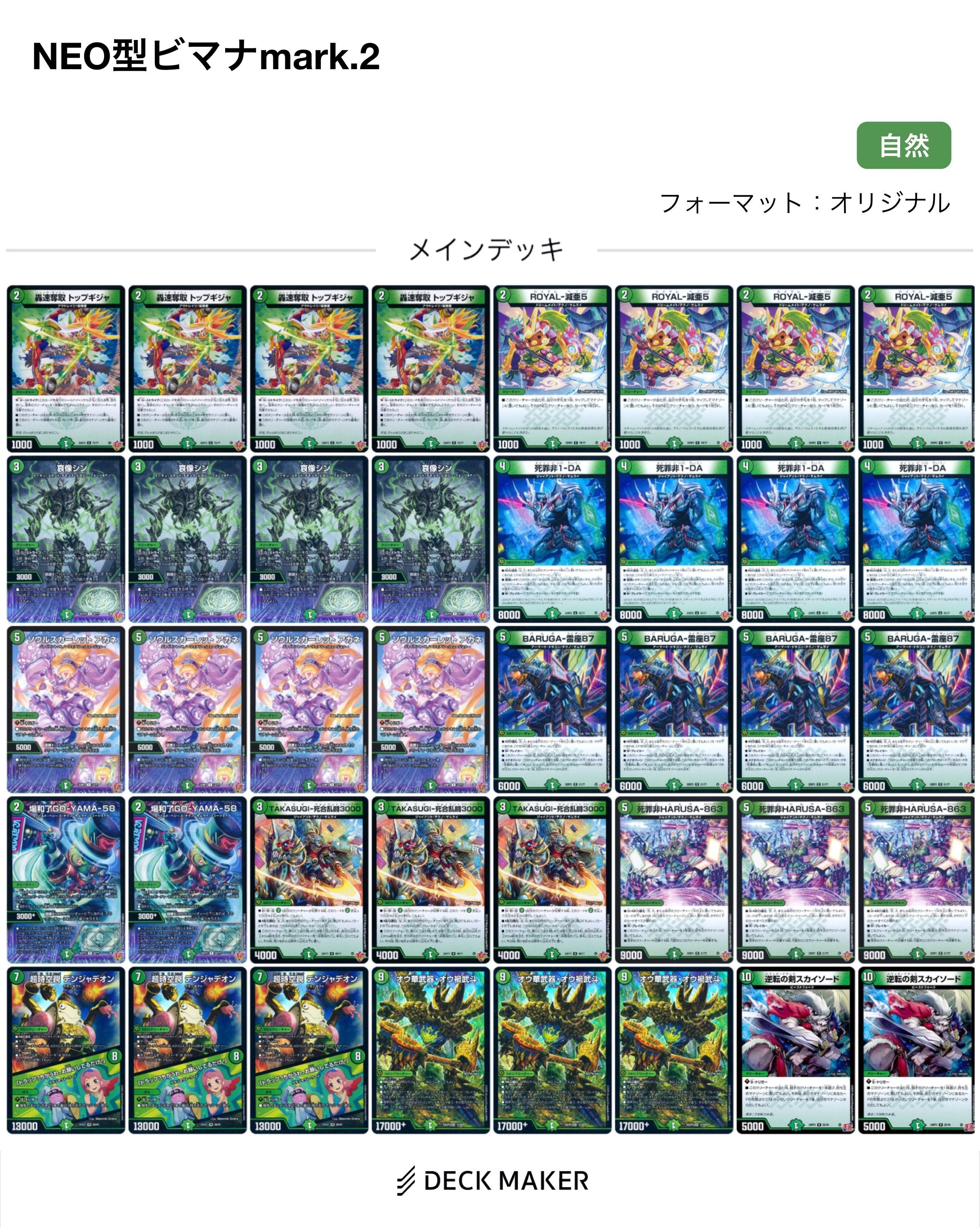 NEO型ビマナを作ろうとしたらただのビートデッキになった話｜けをるど