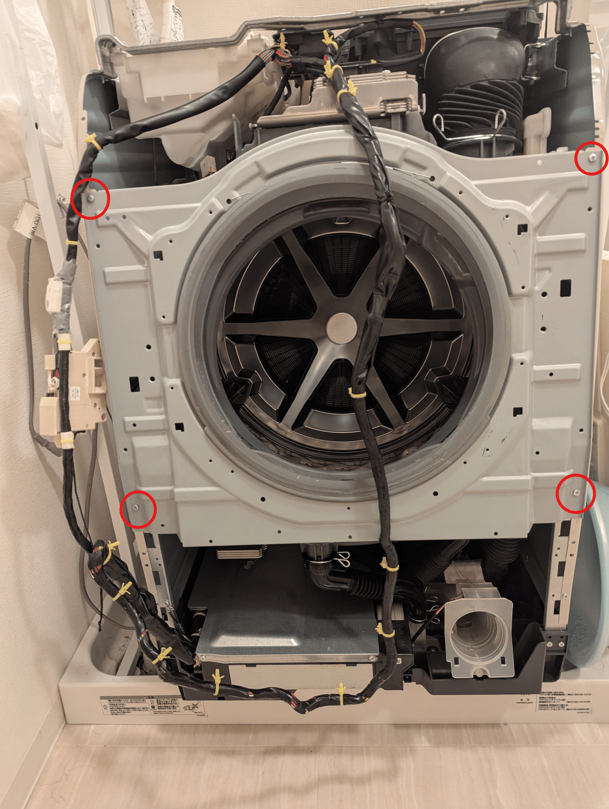 DIY】乾燥しない Panasonic 製ドラム式洗濯機を分解して清掃・修理