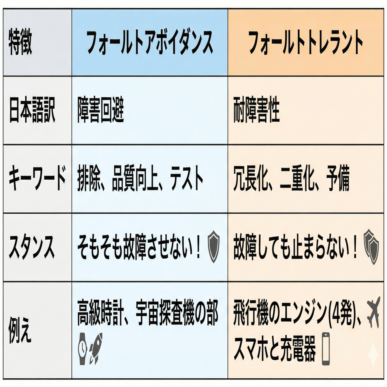 図解】どっちがどっち？「フォールトアボイダンス」と「フォールトトレラント」の違いをサクッと攻略！｜さくら@応用情報技術者試験勉強中