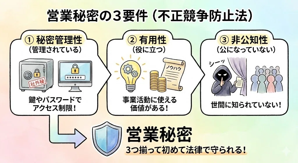 図解】「営業秘密」ってどこから？ 不正競争防止法の「3つの鍵」を完全