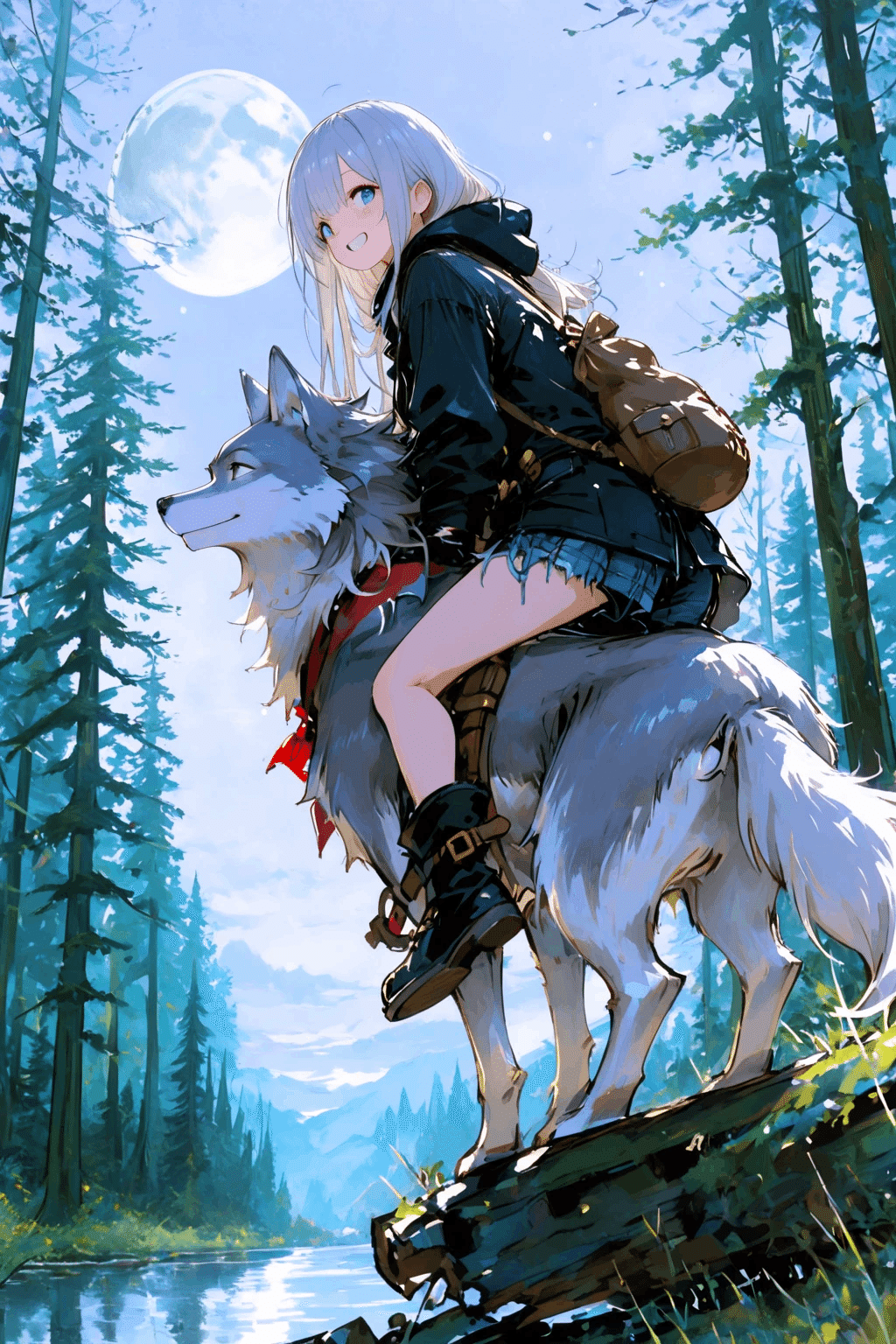 ゆ*う様 オリジナル手描きイラスト　オオカミの少女 AIイラスト｜オオカミ使いの少女｜こあら