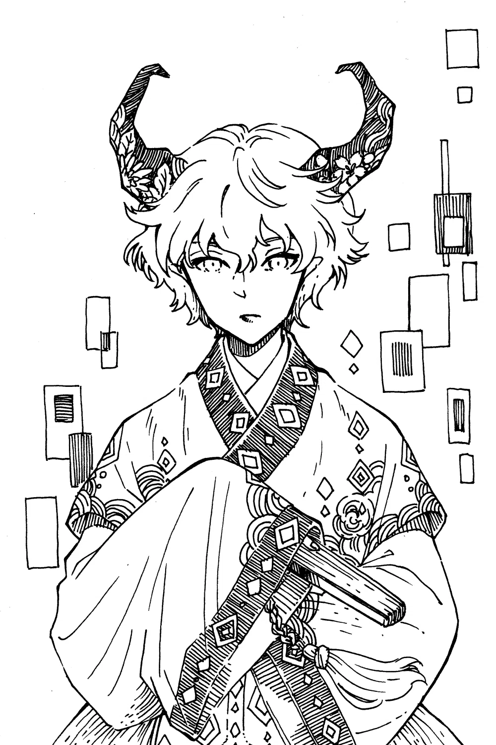 中華風悪魔」ペン画イラスト26枚目｜鳳小羽