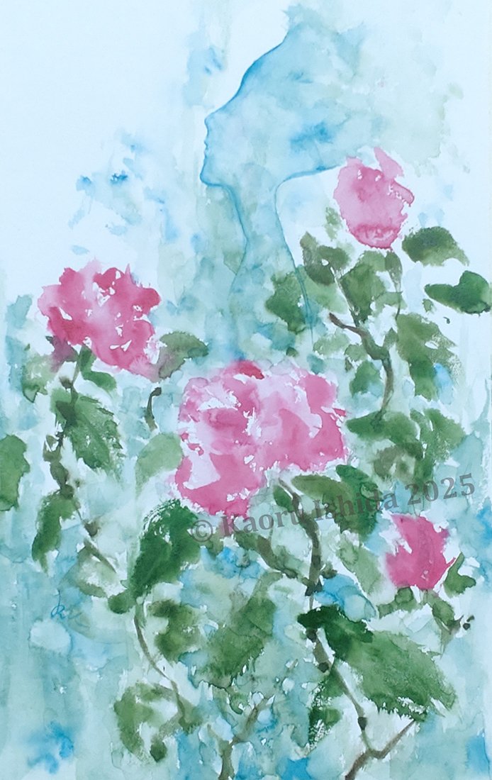 墨で薔薇／新額装もバラ｜KaoRu IsjDha