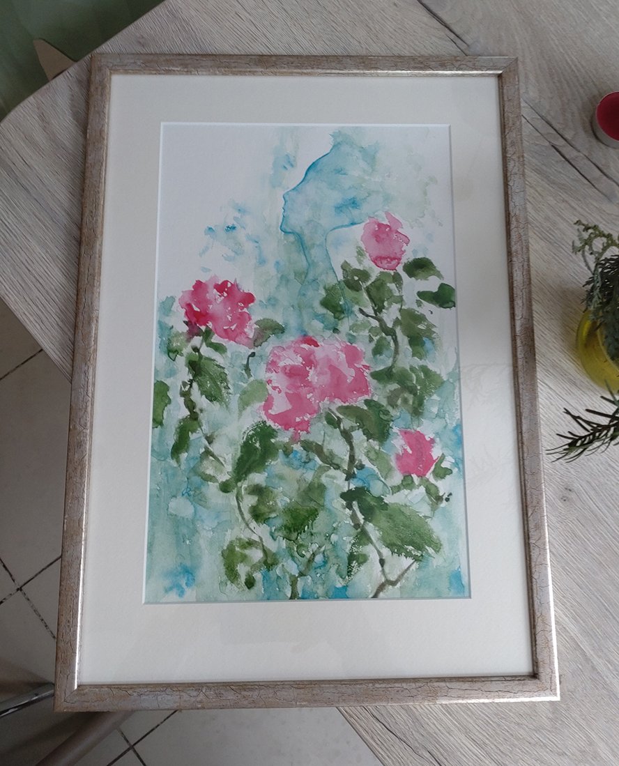 墨で薔薇／新額装もバラ｜KaoRu IsjDha