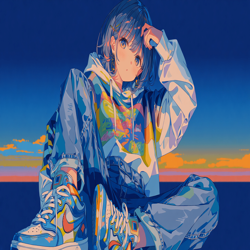 A4　かっこいいストリート系イラスト AIイラスト】「鮮烈カラー×ストリート」が最高にエモい！ 視線を奪う