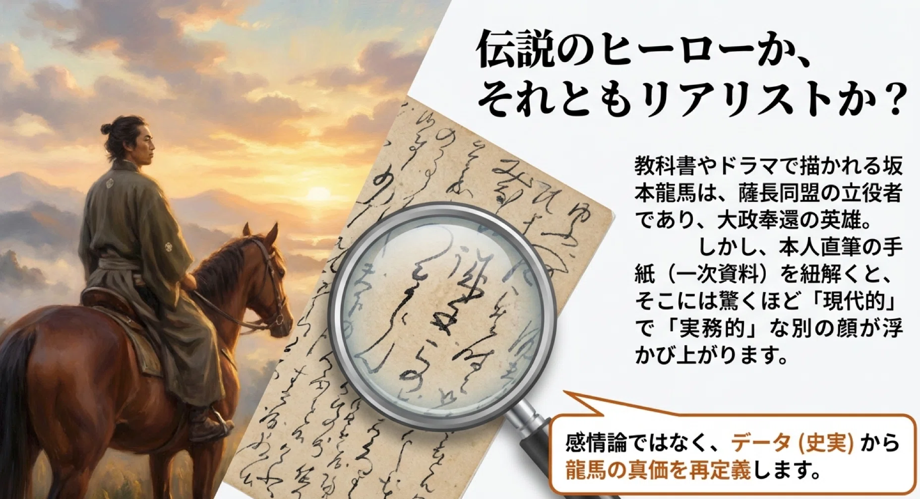 音声解説あり】一次資料で読み解く「史実の坂本龍馬」と神話の「竜馬