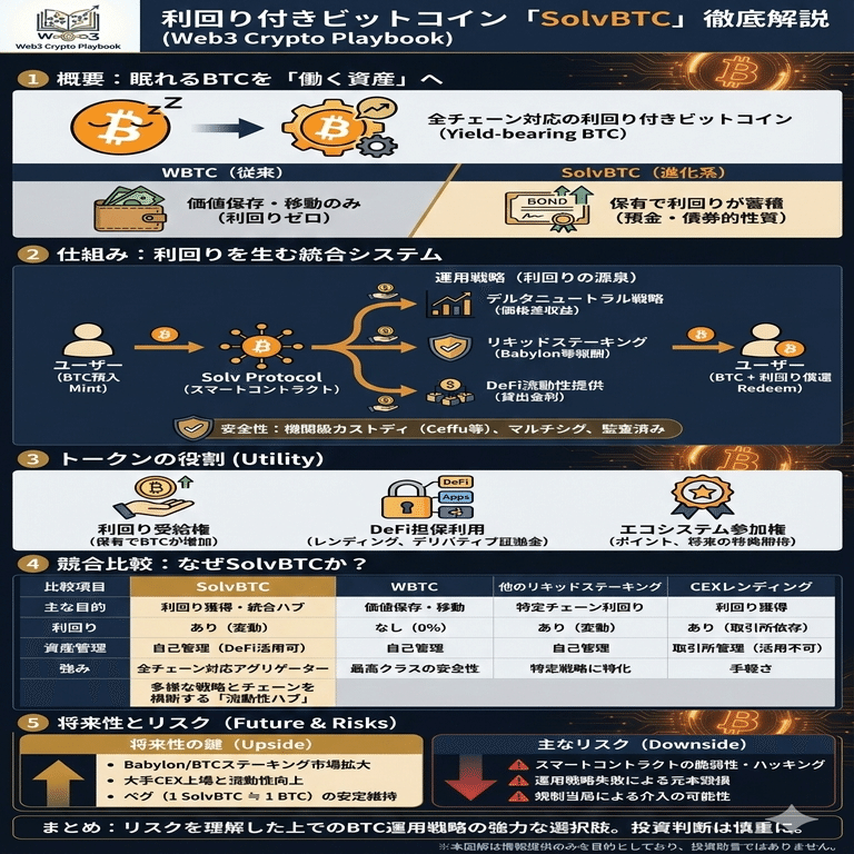 暗号資産SolvBTCとは？利回り付きビットコインの仕組みと将来性、リスクを徹底解説｜Web3 Crypto Playbook