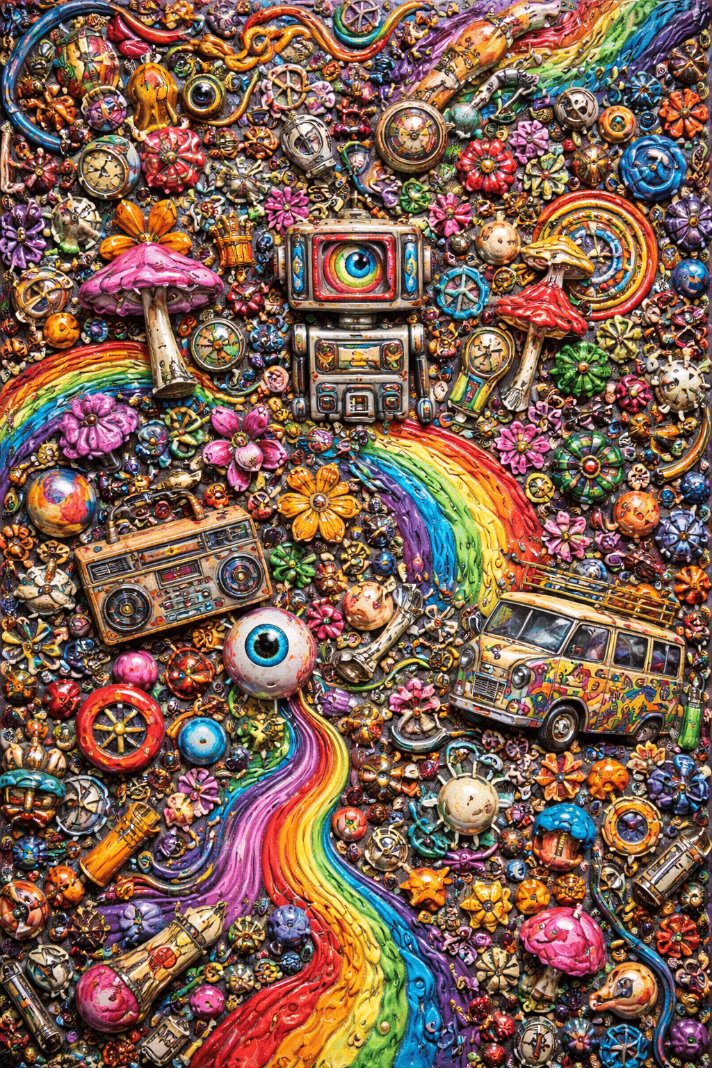 サイケデリックなモダン ポップアート 風の絵をデジタルエフェクト