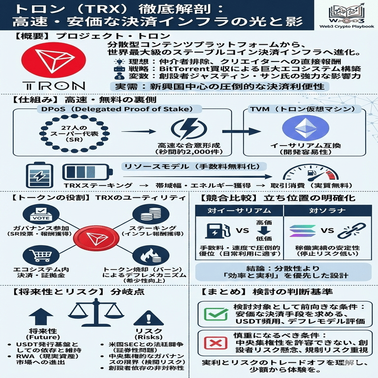 暗号資産トロン(TRX)とは？将来性や仕組み・課題・買い方を解説｜Web3 Crypto Playbook